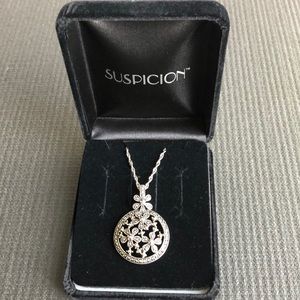 Suspicion Sterling Marcasite & Crystal Pendant w/Chain